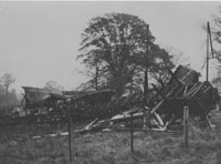Wreckage of tower in North Park after fire of 1927.
