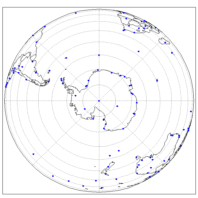 Southern Hemisphere map of ionosondes